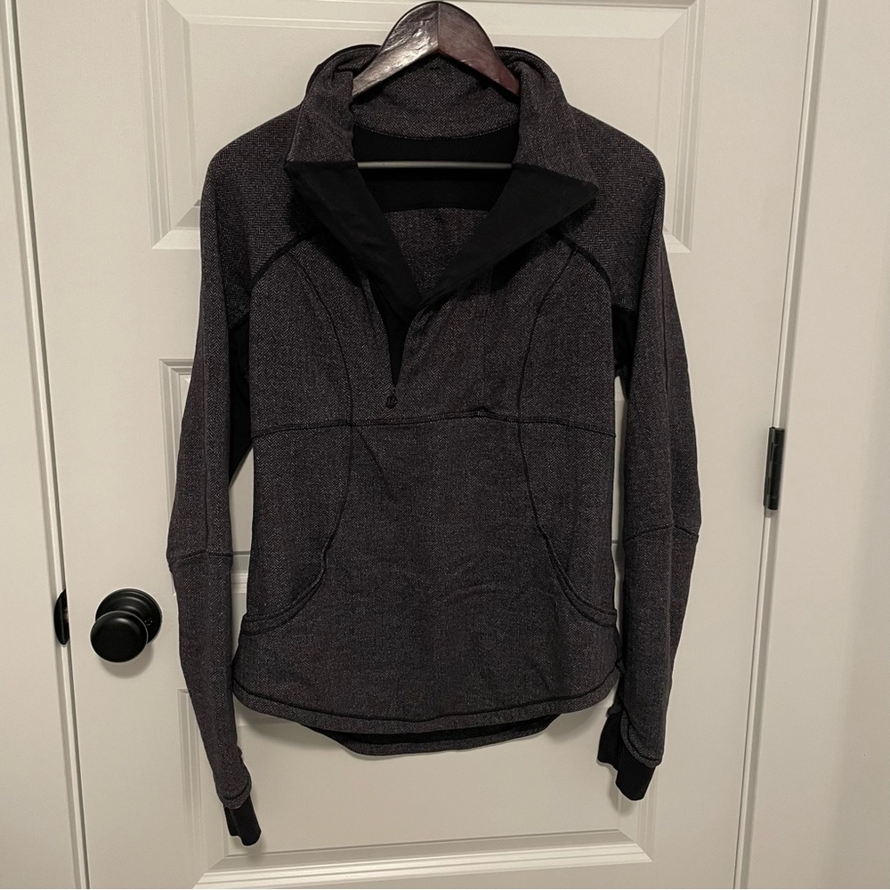 Lululemon Base Layer Running Herringbone 1/2 Zip Pullover Size 10